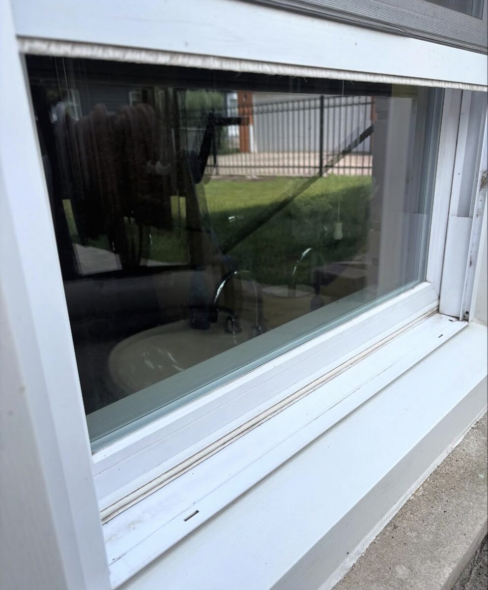 Window sill and track after Ultra View cleaning
